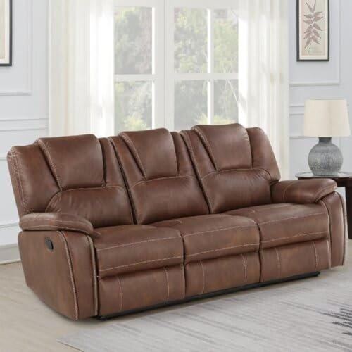 Image of Torque - Alfex 3 Seater Leatherette Manual Recliner | Recliner Sofa /Chair for Living Room, Bedroom, Office | 1 Year Warranty - Brown
