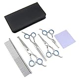 Alfie Pet - Elyas 8-Piece Set Dog Grooming Kit, Safety Round Tip, Heavy Duty Stainless Steel, Cat Dog Grooming Scissors Set, Best Pet Grooming Shears for Full Body