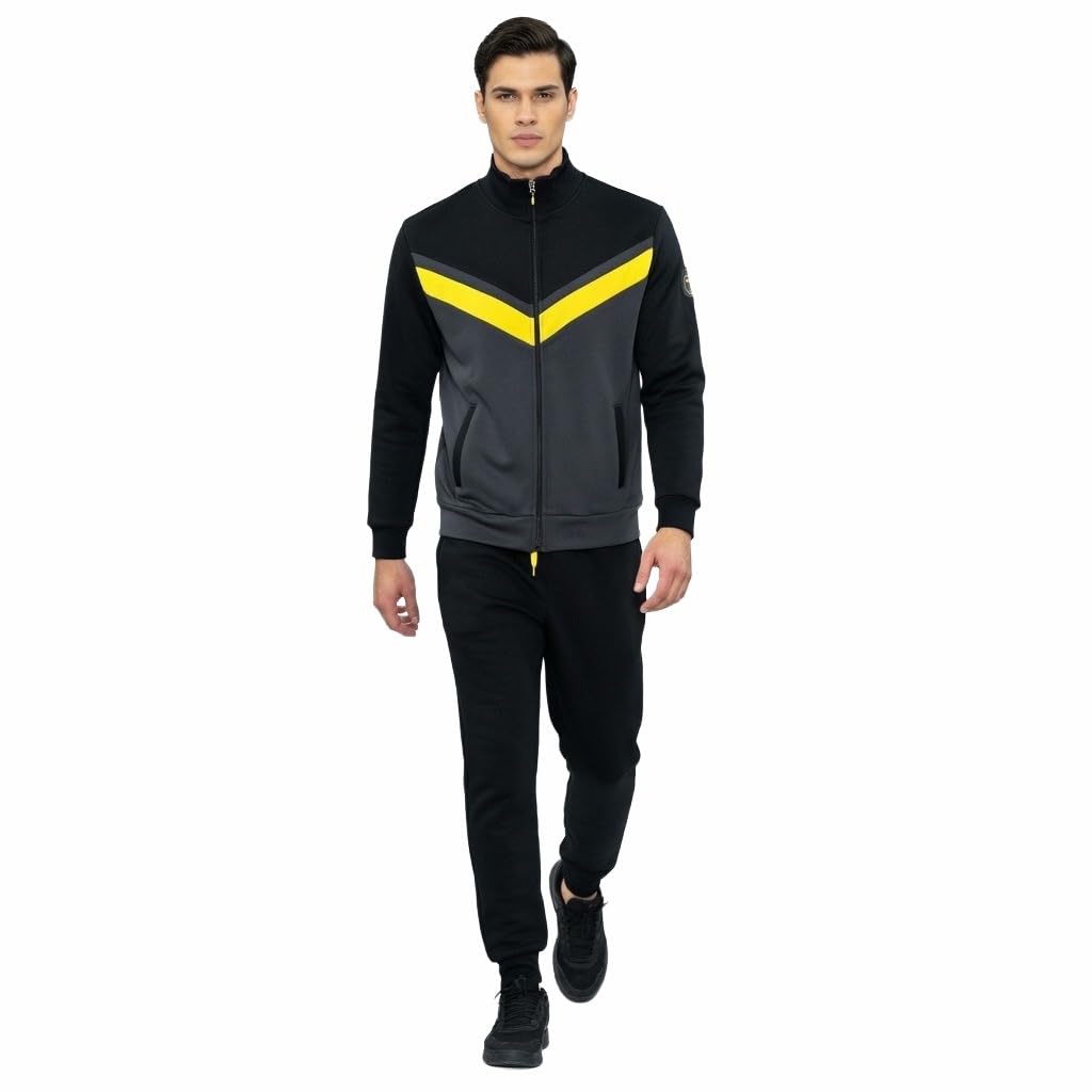 NOTTINGHAM Chándal para hombre de invierno afelpado, fabricado en sudadera de algodón Garzado, para hombre, conjunto deportivo para tiempo libre y deportivo, 35270 Negro, M