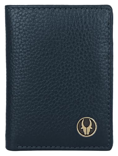 Image of WildHorn RFID Protected Genuine Leather Wallet for Men I 4 Card Slots I 2 Slip Pockets I 1 Currency Compartment (Blue)