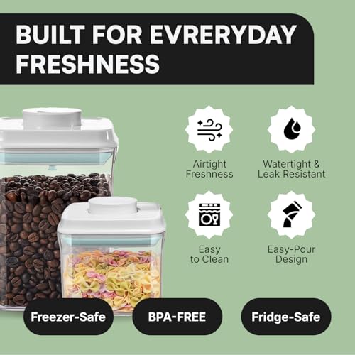 Image of iChewie - BopTop (5pc Set) Airtight Food Storage Container - Mechanical Silicone Seal Canister - BPA-Free Stackable - 2.5Qt /1.5Qt /.9Qt /.85Qt /.5Qt