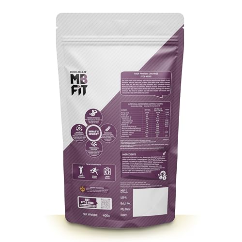 Image of MuscleBlaze Fit High Protein Muesli (400g, Fruits & Nut) | 22g Protein | With Apple, Almonds & Super Seeds,High Protein Breakfast Cereals