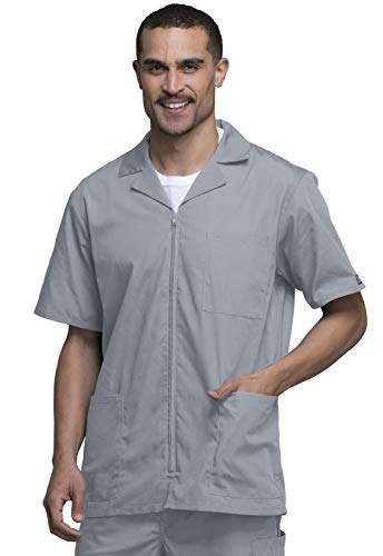 Cherokee Workwear Scrubs Men's Zip Front Jacket, Grey, Small