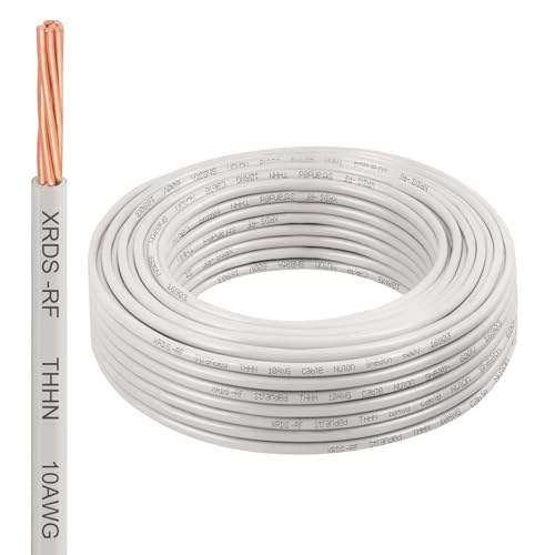 Image of 10AWG THHN Wire 50FT - Electrical Building Wire Stranded Bare Copper Conductor with PVC and Nylon Insulation, Heat and Oil Resistant Cable