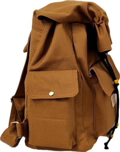 Image of Canvas Drawstring Backpack, Small size(10 Liters),Adjustable Shoulder Straps,Metal zippered pockets,Casual Travel Daypack