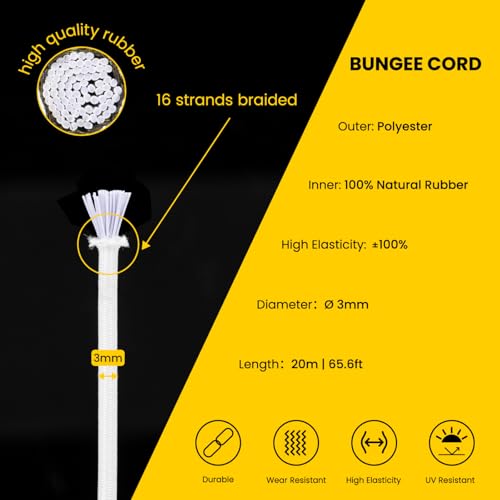 Brotree Elastic Cord Bungee Cord 3mm x 20m Elastic String Rope for DIY Crafts, Sewing, Beading, Jewellery, Necklace, Bracelet - Image 3