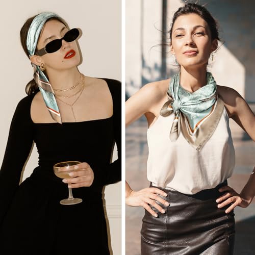 IwIeIaIrI Head Hair Scarf for Women,Satin Silk Printed Square Bandana Scarf for Hair 35 Inches4
