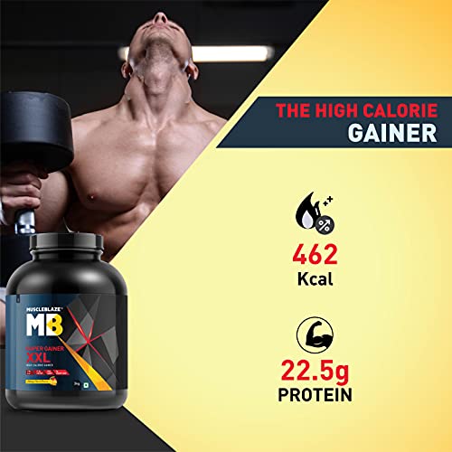 Image of MuscleBlaze Super Gainer XXL, For Muscle Mass Gain (Mango Burst, 3 kg / 6.6 lb Powder)