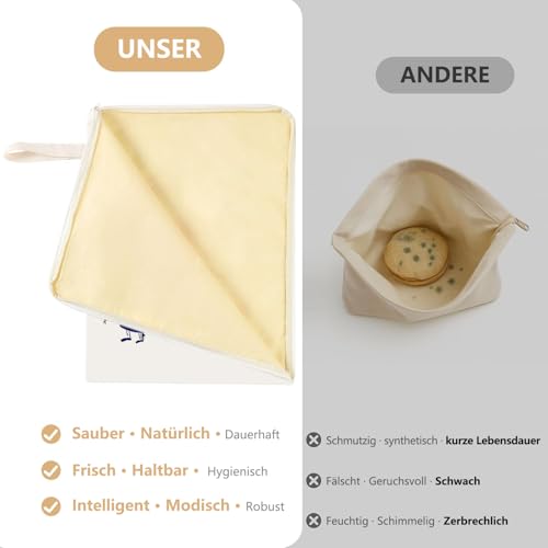 Brotbeutel, 2 Stück 43.2 * 33 wiederverwendbare Bienenwachs-Brotbeutel, die für Brot, Obst und Gemüse und andere verwendet werden können, Lebensmittellagerbeutel, um frisch zu bleiben