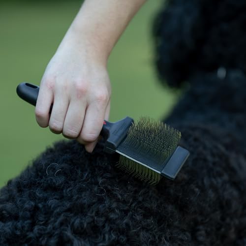 Image of Jeffers Pet Double Sided Grooming Slicker Brush for Dogs, Cats, Puppies - Flexible Head with Stainless Steel Pins - Detangler Tool for Mats, Loose Fur, Shedding - Home or Professional Use - Small
