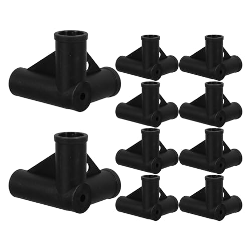GLSTOY Conectores en T para Parque Infantil 10 Unidades, Accesorios de Codo de Tubería de 19,2 Mm, Plástico PP Negro, Unión de Esquina para Corral de Ñiño, Accesorios Seguros