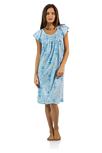 Casual Nights Women's Smocked Lace Short Sleeve Nightgown