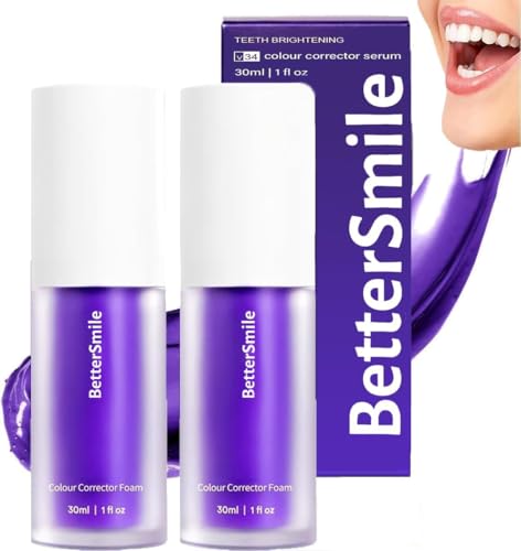 2PCS Dentifrice Blanchissant Violet,Dentifrice Correcteur de Couleur V34,V34 Correcteur Violet,Dentifrices de Nettoyage Buccal pour Blanchiment des Dents