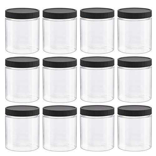 12 PCS 8 Oz Clear Empty Slime Storage Containers, Slime Jars with Lids