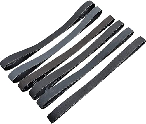 6 Pack 2 x 72 Inch Silicon Carbide Sanding Belts Set - 120 240 400 600 800 1000 Grits Assortment Premium Knife Sharpening Sander Belts for Woodworking, Metal Polishing