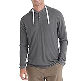 Free Fly Men's Waffle Hoodie - Ultra Soft Bamboo Viscose Thermal Knit Hooded Henley - Warm Long Sleeve Shirt for Men - Steel Grey, Large