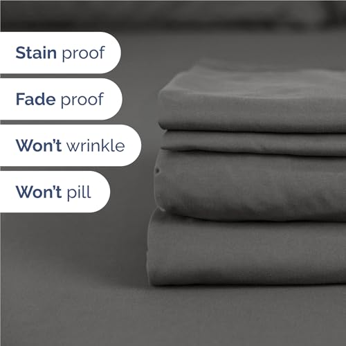Image of Full 6 Piece Bed Sheet Set - Comfy, Breathable & Cooling Sheets - Charcoal | Ultra-Soft Hotel Luxury Bedding Set with 8-16 Inch Deep Pockets, 1 Flat & 1 Fitted Sheet & 4 Pillowcases, Wrinkle & Fade Free