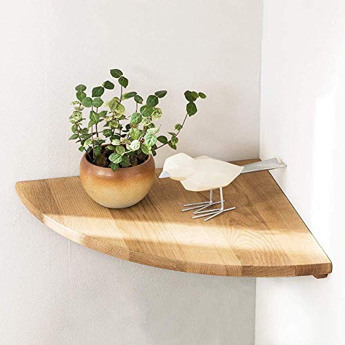 Home Holz Eckregal Eiche Schwimmendes Regal Rundes Ende Wandmontage Display Regal Schwimmender Lautsprecher Nursey Monitor Regal Bücherregal