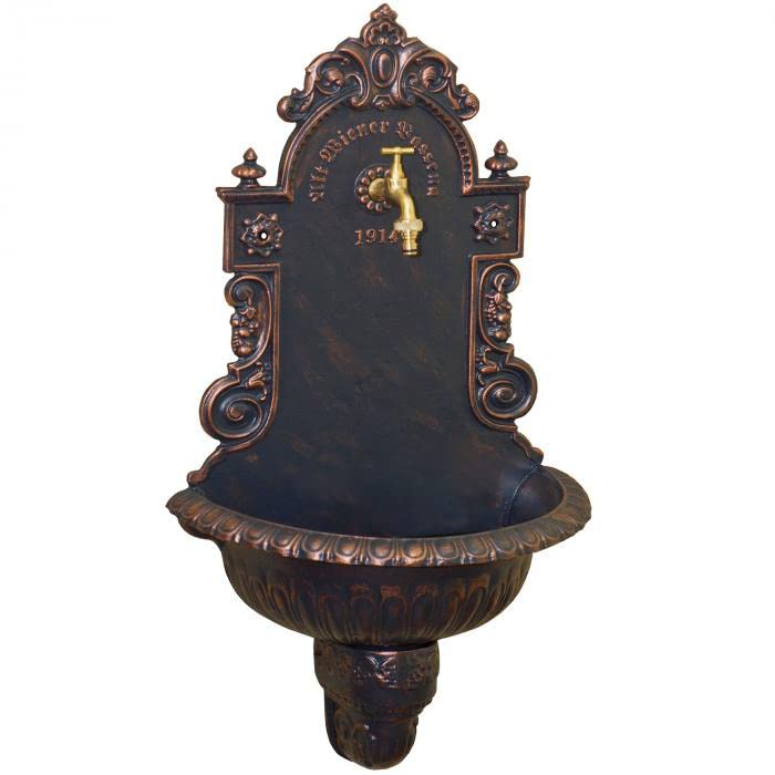 Gartenbrunnen, Wandbrunnen Vienna, in unterschiedlichen Farben (Schwarz - Patina Bronze)