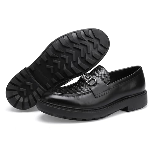Men's Woven Dress Shoes Leather Casual Slip On Breathable Penny Loafers for Men2