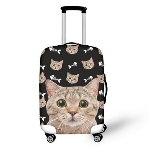 LNXSESN Funda Maleta Cabina Gato Negro Verde Funda para Maletas Elástico Fundas Maletas de Viaje Lavable Protector de Equipaje con Cremallera Fundas para Maletas de ViajePara 19-21 Pulgadas