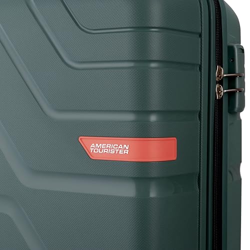 Image of American Tourister Upland Sport | Cabin Trolley Bag (55 cm) | 360 8 Wheel Travel Luggage | Hard Case Polypropylene Suitcase | Mounted Combination Lock | Forest Green