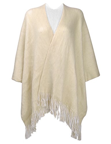 ZLYC Women's Reversible Winter Knitted Cardigan Faux Cashmere Fringe Capes Shawl Blanket Wrap Sweater2