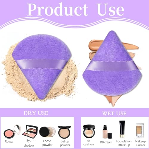 image for Pimoys 6 Pieces Powder Puff Face Soft Triangle for Loose and Body Powd