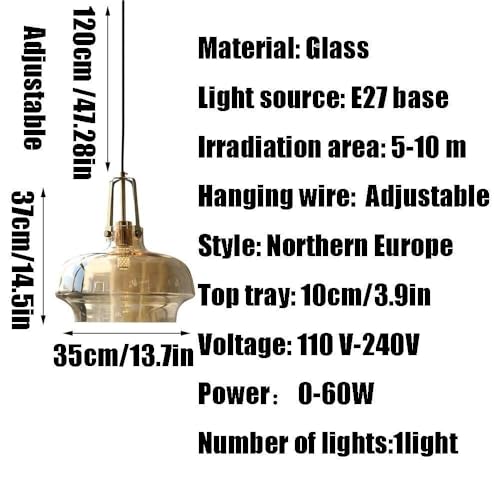 Suspension industrielle verre douille E27 plafonnier salon - 6