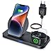 Produktbild KKM Wireless Charger,3in1 QI induktive Ladestation,Schnelles Kabelloses Ladegerät mit Fast Adapter, Kompatibel mit iPhone 14/14 Pro/14 Plus/14 Pro Max/13/12/11, Apple Watch, AirPods,Samsung S22 Ultra