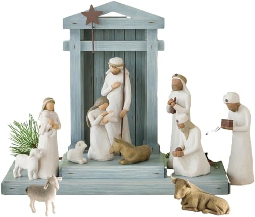 YuWangg Figuras de Natal, Nascimento Belen Natal, Nascimento Sagrada famíliaDecoração, figuras de Natal, Belen Natal, conjunto figuras presépio resina, ideal para decoração de casa ou jardim