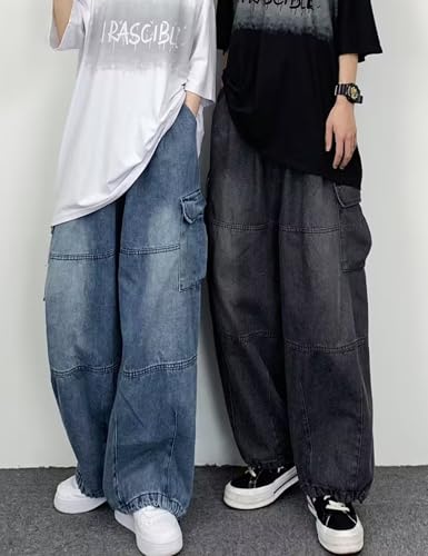 Y2k Jeans Baggy Jeans Cargo Calça Hip Hop Streetwear Baggy Cargo Jeans Skater, Ts1#preta, G