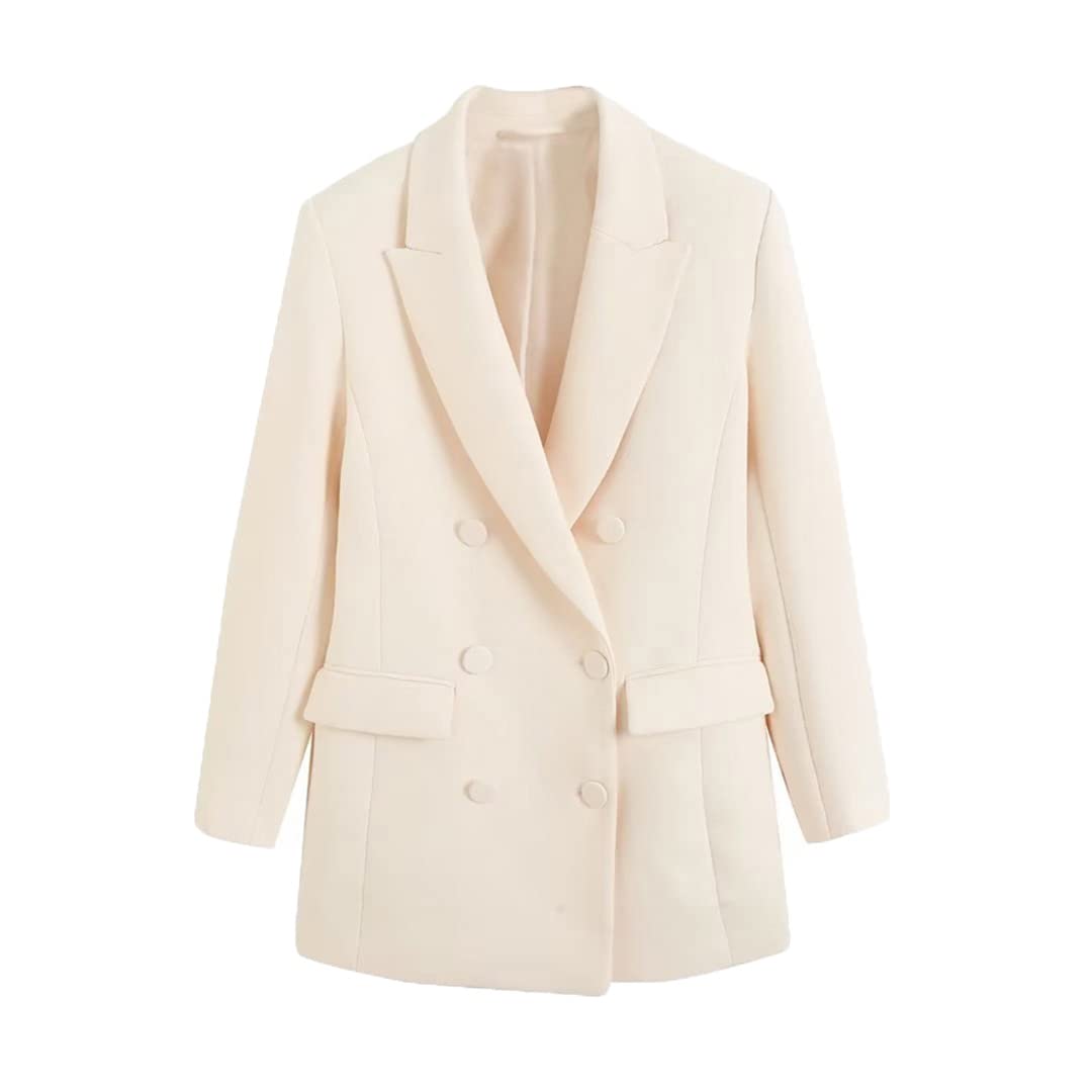 Set di due pezzi lunghi a doppio petto da donna primaverile a vita alta pantaloni a gamba larga