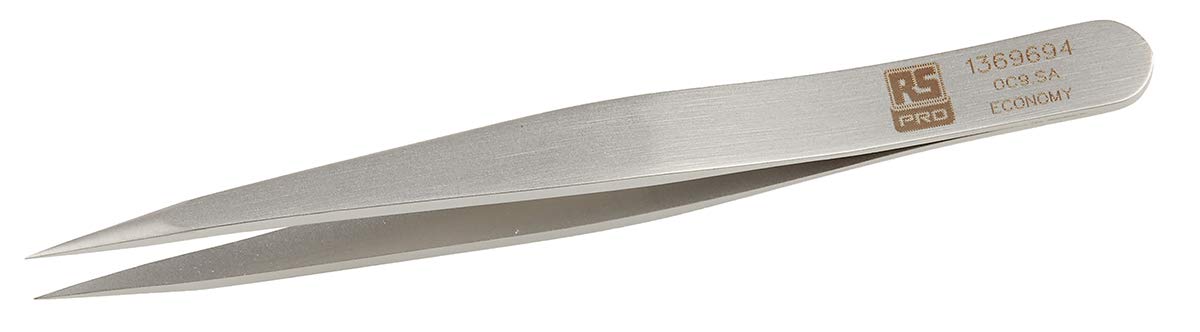 RS PRO 0C9.SA pęseta ze stali nierdzewnej, 90 mm, końcówka płaska, antymagnetyczna