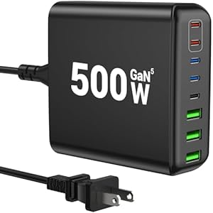500W USB C Charger Block, 8-Port USB C Charging Station Fast Charging PD 120W PC Laptop Charger Adapter Compatible with MacBook Pro/Air/All iPad,DELL, iPhone 16/15/14/13/Pro Max/Galaxy