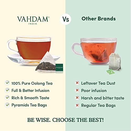 Vahdam, Himalayan Oolong Tea Bags (100 Tea Bags) - 100% Natural Tea | Oolong Tea Loose Leaf In Pyramid Tea Bags | 100% Pure, Unblended Oolong Tea | Easy Brew - Hot, Iced Or Kombucha Tea #TOP3