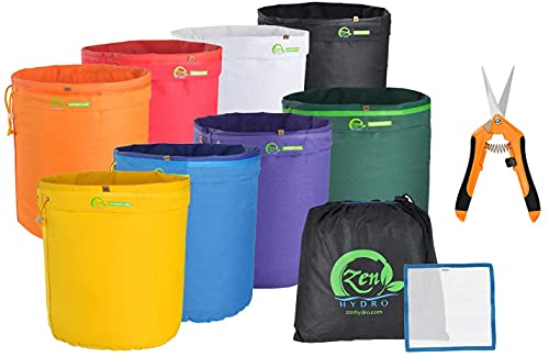 iPower 5 Gallon 8 Set Bubble Hash Bag Herbal Ice Essence Extraction with Free Press Screen & Storage Bag and 6.5 Inch Hand Pruner Pruning Shear, Straight Stainless Steel Blades, Orange