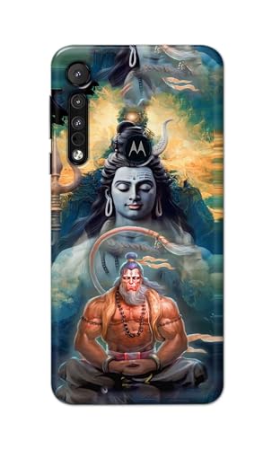 Image of PRINTFIDAA Printed Hard Back Cover Case for Motorola One Macro Back Cover (Lord Shiva and Hanuma) -112