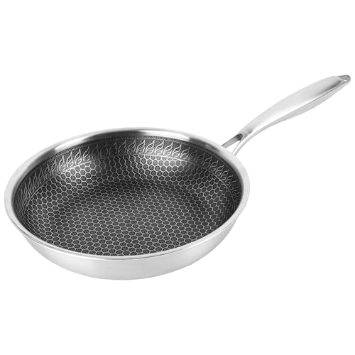 KARL HAUSMANN Padella Acciaio Inox Induzione - Ø 28 cm - Professionali Padelle Antiaderente - Manico Ergonomico Rivettato - Bistecchiera Acciaio Inox - Saltapasta Acciaio - Stainless Steel Pan