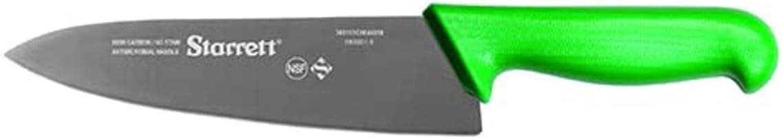 Starrett Professional Chefs Knife - BKG301-8 Wide Triangular 8" (200mm) Ultra Sharp Kitchen Knife With Long Lasting Blade - Green Handle Stainless Steel Chopping Cooking Knife (DV86208)