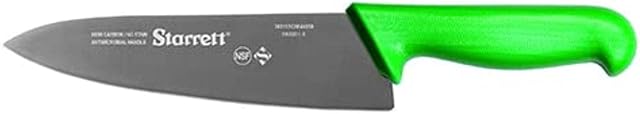 Starrett Professional Chefs Knife - BKG301-8 Wide Triangular 8" (200mm) Ultra Sharp Kitchen Knife With Long Lasting Blade - Green Handle Stainless Steel Chopping Cooking Knife (DV86208)