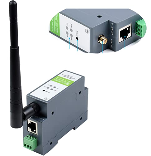 RS485 to W-i-F--i/Ethernet Module Rail-Mount Serial Server Modbus MQTT Gateway, Allow RS485 to W-i-F--i, RS485 to Ethernet, Ethernet to W-i-F--i Converter Module, Support Transparent Transmission Mode