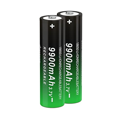 CPZZ 18650 Rechargeable Battery Lithium 3.7 Volt Rechargeable Battery 9900mAh Button Top (2-Pack Button Top)