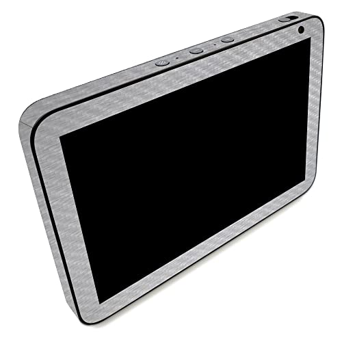 Image of MightySkins Carbon Fiber Skin Compatible with Amazon Echo Show 8 (Gen 2) - Brushed Aluminium | Protective, Durable Textured Carbon Fiber Finish | Easy to Apply