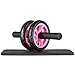 Ultrasport Trainer AB Wheel, Roller e Ruota per Addominali, Ottimo come Attrezzo per il Fitness, Supporto una Dieta Dimagrante, Doppie Rotelle e Base di Appoggio per le Ginocchia, Rosa, Taglia Unica