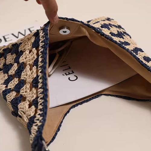 Adjustable Shoulder Strap Straw Beach Handbag,Striped Weave Beach Shoulder Bag, Vacation Summer Bags for Women3