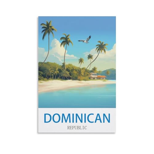 ZHILIJING Poster de voyage vintage de République dominicaine, 20 x 30 cm, peinture sur toile, affiches murales et impression d'art moderne pour chambre à coucher