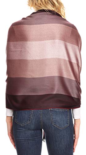 Sakkas Damari Women's Silky Soft Reversible Border Woven Pashmina Scarf Shawl Wrap2