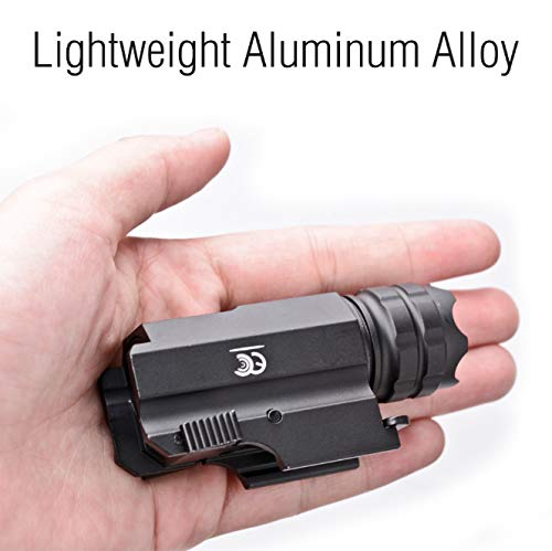 COSMOING 400 Yards Red LED Gun Flashlight Tactical Rail Mounted with Quick Release, Fits Glock Taurus Ruger Springfield H&K S&W