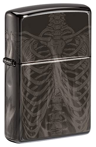 Zippo Encendedor Bolsillo Negro Diseño Costillas miniatura 1